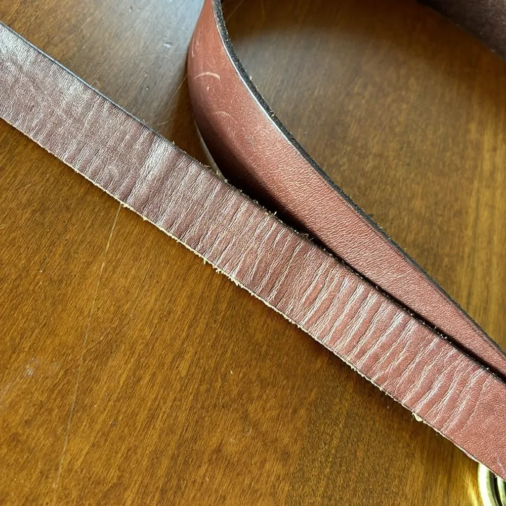 Gap Double O Ring Leather & Brass Belt - L